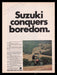 Suzuki Motorcycle 1970s Print Advertisement Ad 1972 Vintage "Conquers Boredom" Fetch the Paper!