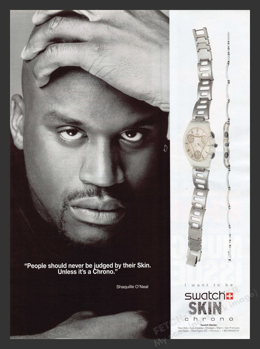 2001 Swatch Skin Watches Chrono Shaquille O'Neal Athlete Print Advertisement Ad.