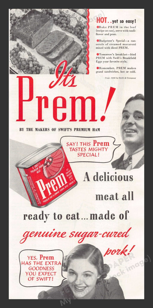 1941 Swift's Prem Premium Brand Meat Print Advertisement Ad