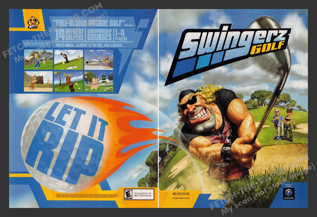 2002 Print Advertisement 2 Page Swingerz Golf Video Game Ad.