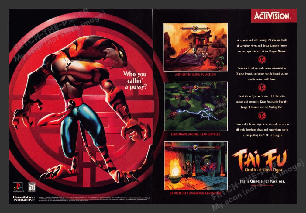 1998 T'ai Fu: Wrath of the Tiger Video Game Print Advertisement (2 Pages)