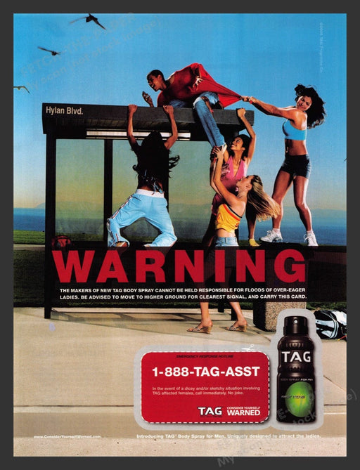 2005 Tag Body Spray Bus Stop Warning Print Advertisement Ad