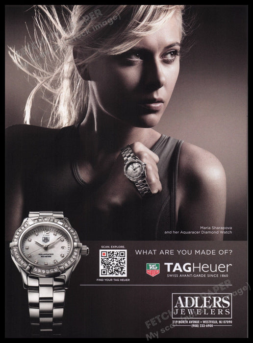 Tag Heuer Watch Maria Sharapova 2000s Print Advertisement Ad 2011 Tennis Player Fetch the Paper!