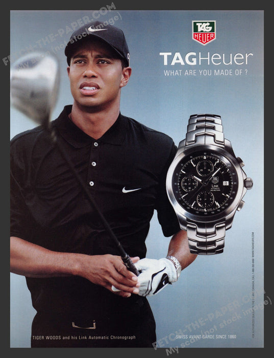 2005 Print Advertisement Tag Heuer WatchesTiger Woods Golf Athlete Ad.