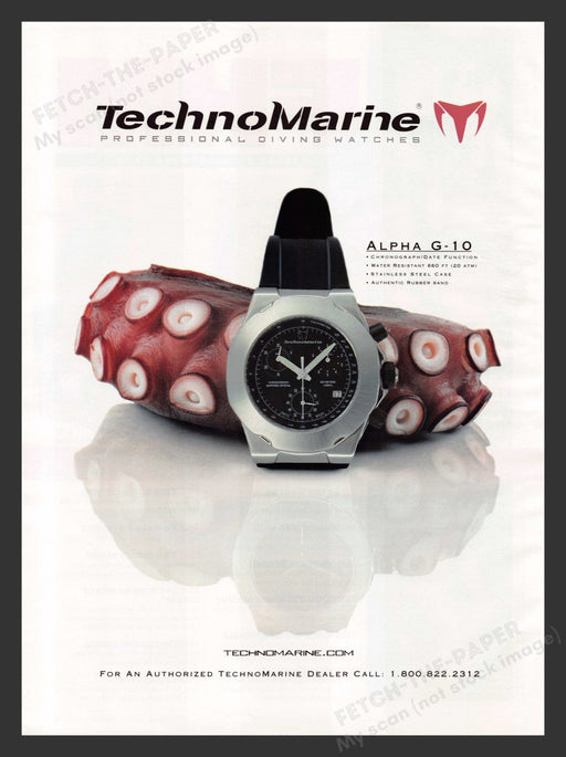 2000 TechnoMarine Watches Alpha G-10 Diving Print Advertisement Ad.