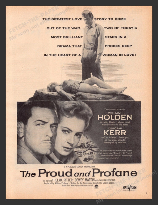 1956 The Proud and Profane Movie Release Print Advertisement Ad