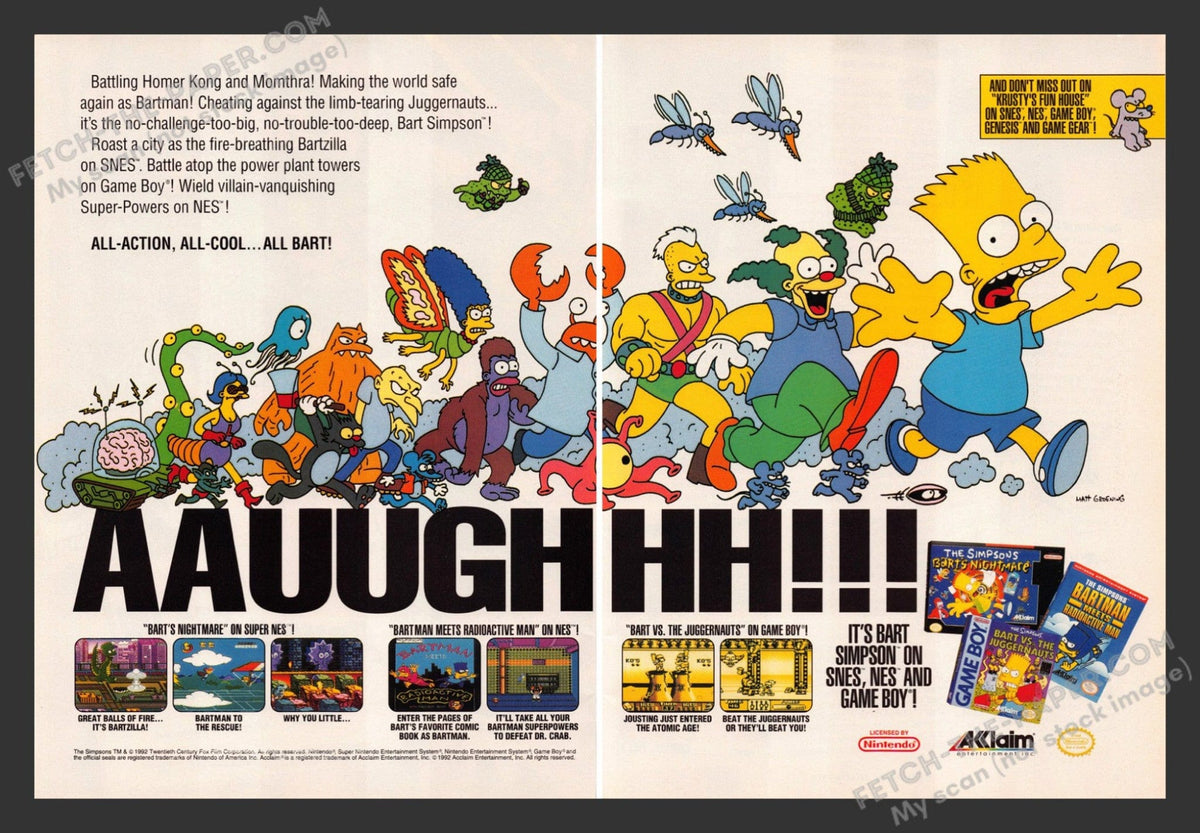 The Simpsons Video Game 1992 Print Ad - Bart's Adventures — Fetch