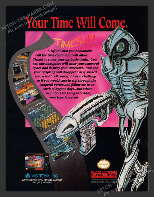1993 Print Advertisement Timeslip Video Game Ad.