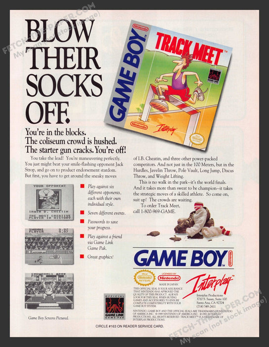1991 Print Advertisement Track Meet Video Game Ad.