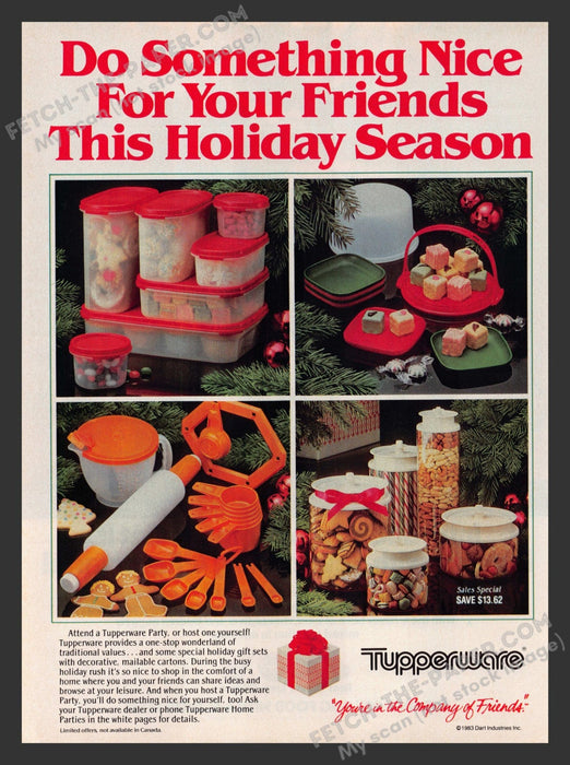 1983 Print Advertisement Tupperware Holiday Season Kitchen Ad.