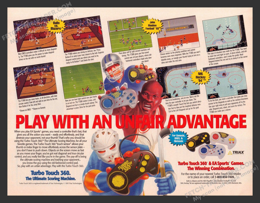 Turbo Touch 360 Controller Video Game 1990s Print Advertisement Ad 1993 Fetch the Paper!