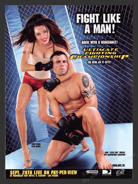 2001 UFC Jens "Little Evil" Pulver & Alice Dodd Athlete Print Advertisement Ad.