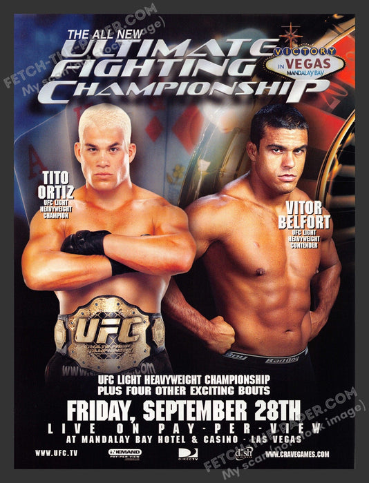 2001 UFC PPV T.V. Show Tito Ortiz Victor Belfort Athletes Print Advertisement.