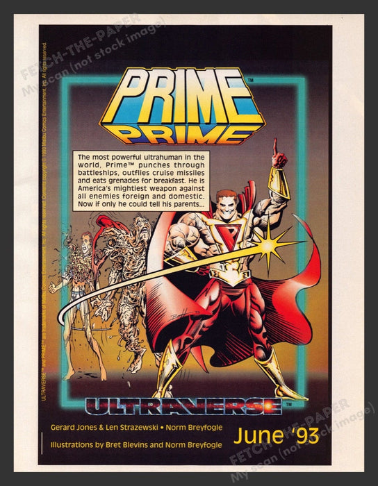 1993 Ultraverse Prime "Ultrahuman" Comic Print Advertisement