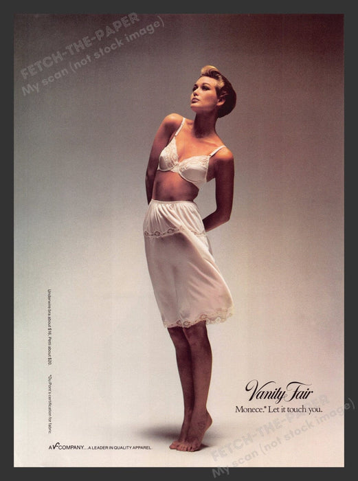 1984 Vanity Fair Moece White Lingerie Print Advertisement Ad