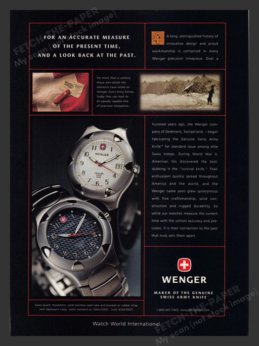 2000 Wenger Watches Print Advertisement Ad