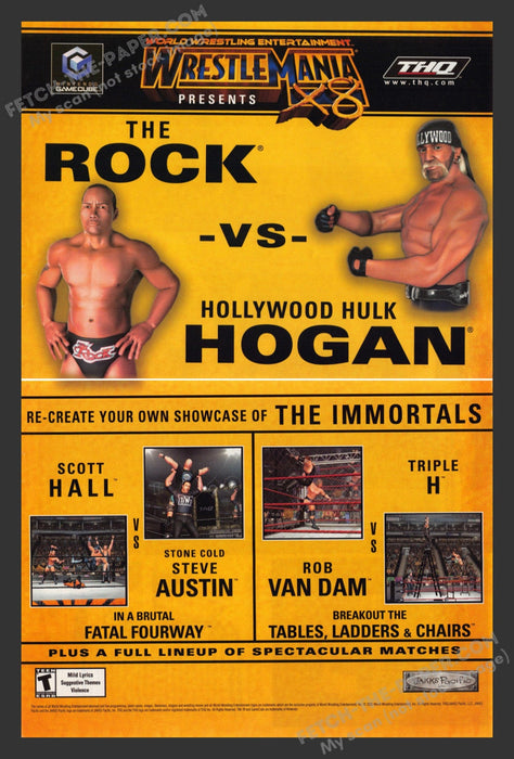 2002 Print Advertisement 2 Page Wrestlemania X8 Rock Hogan Athlete Video Game Ad.