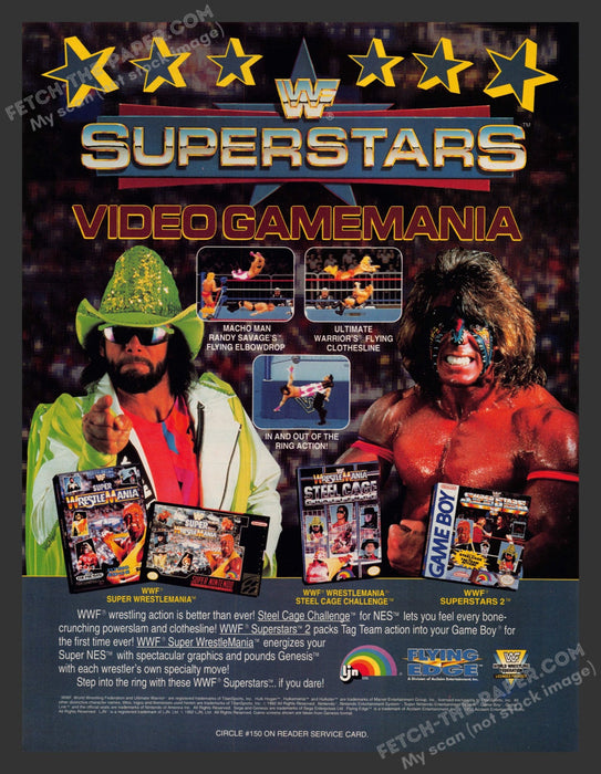 1992 Print Advertisement WWF Superstars Gamemania Athlete Video Game Ad.