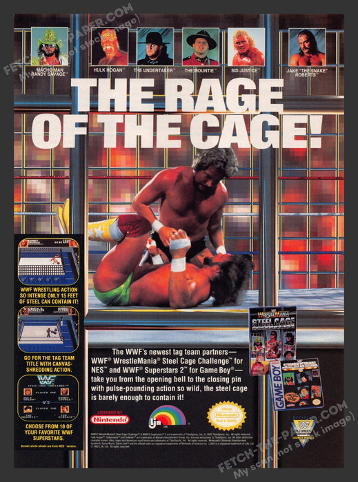 1992 Print Advertisement WWF Wrestlemania Steel Cage Challenge Video Game Ad.