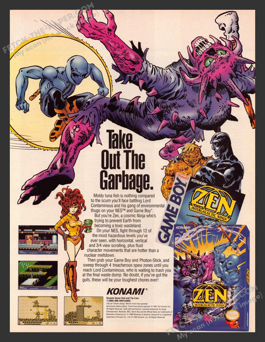 1993 Print Advertisement Zen: Intergalactic Ninja Video Game Ad.